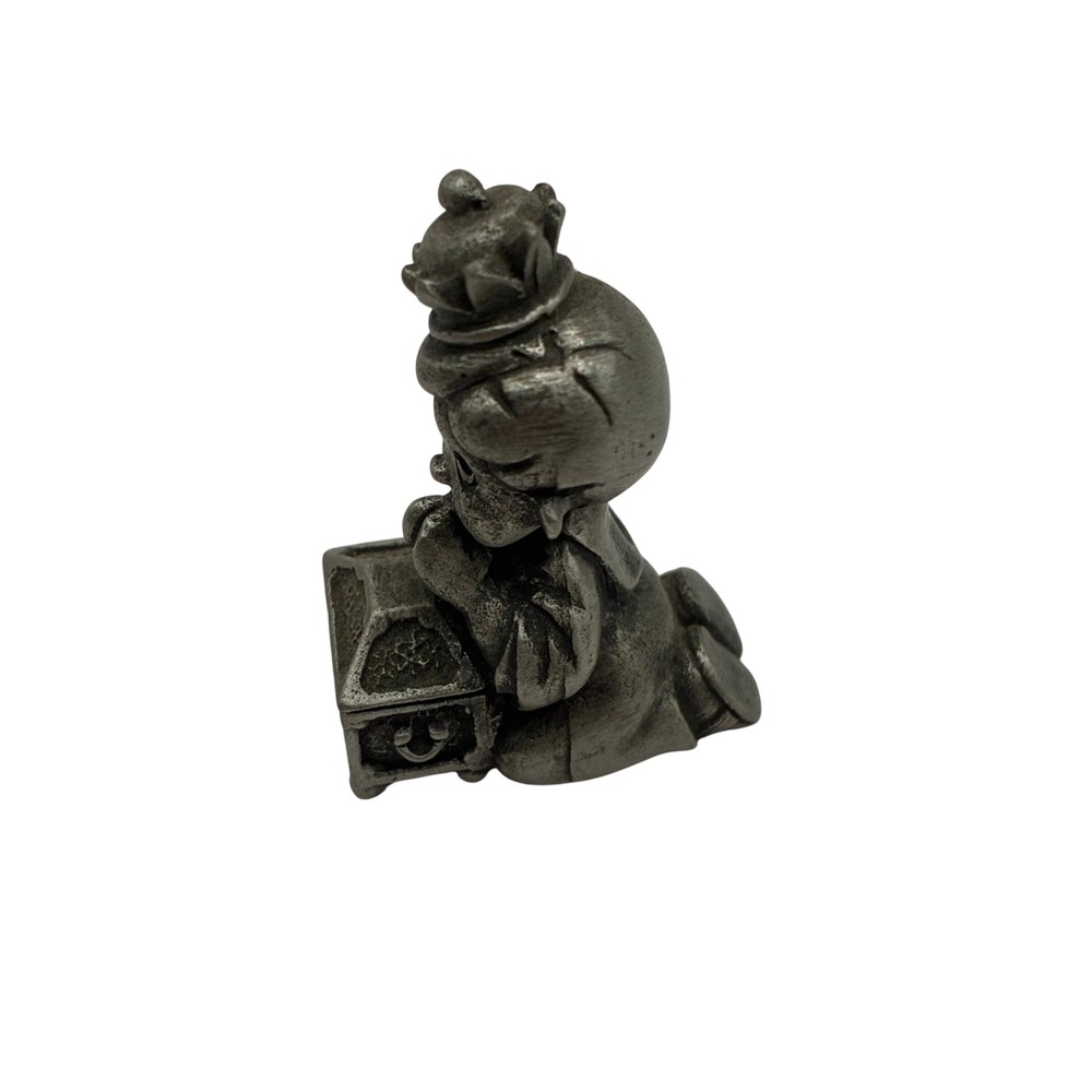 Vintage 1983 Hudson Fine Pewter Praying Child with Crown Treasure Chest Figurine - Picture 2 of 5
